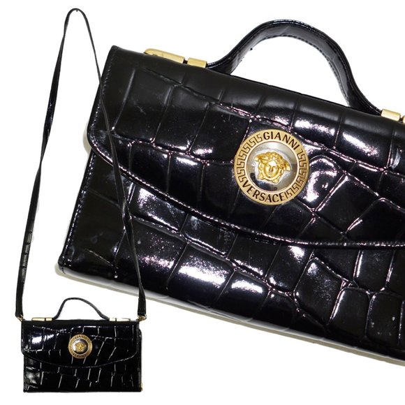 Versace Handbags - GIANNI VERSACE Vintage Medusa Black Crossbody Bag